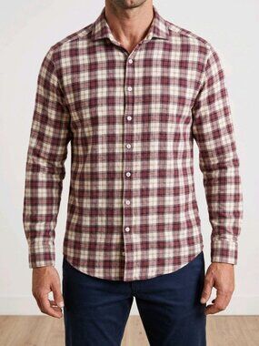 Rodd & Gunn Men's Medium Sports Fit Long Sleeve Purple Plaid Flannel Button-down